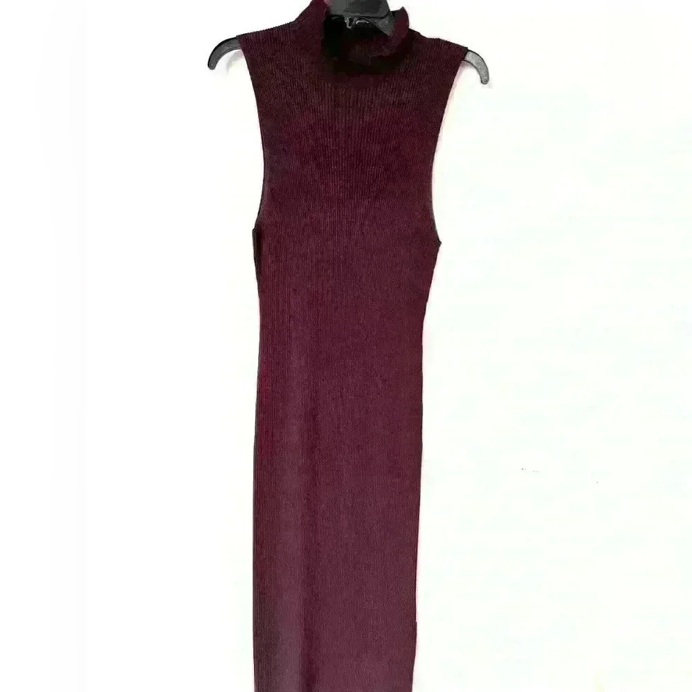 Theory Hedrisa Lustrate Ribbed Knit Mock Neck Bodycon Midi Dress - Picture 3 of 11
